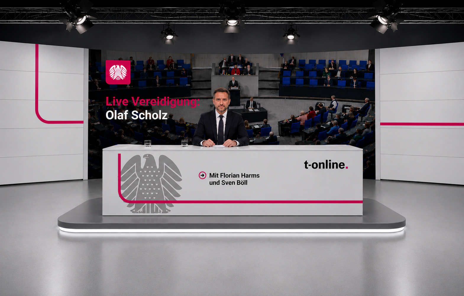 The t-online news studio in the new identity
